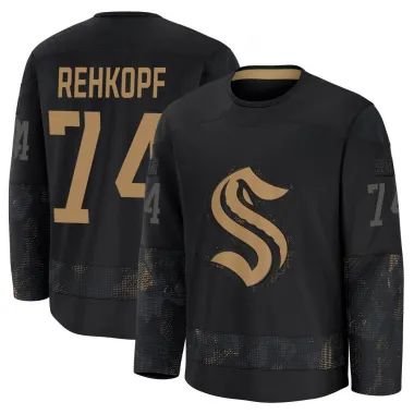 Black Men's Carson Rehkopf Premium Seattle Kraken 2024 Military Appreciation Practice Jersey