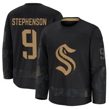 Black Men's Chandler Stephenson Premium Seattle Kraken 2024 Military Appreciation Practice Jersey