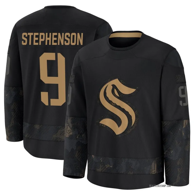 Black Men's Chandler Stephenson Premium Seattle Kraken 2024 Military Appreciation Practice Jersey