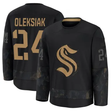 Black Men's Jamie Oleksiak Premium Seattle Kraken 2024 Military Appreciation Practice Jersey