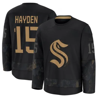 Black Men's John Hayden Premium Seattle Kraken 2024 Military Appreciation Practice Jersey