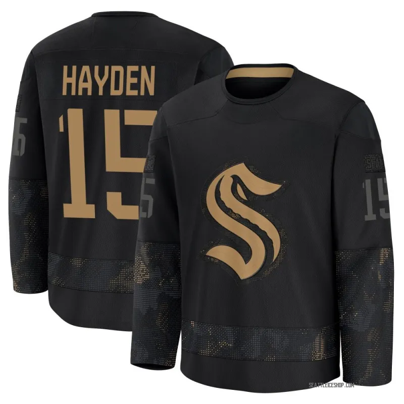 Black Men's John Hayden Premium Seattle Kraken 2024 Military Appreciation Practice Jersey