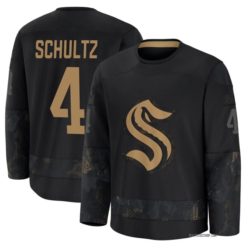 Black Men's Justin Schultz Premium Seattle Kraken 2024 Military Appreciation Practice Jersey