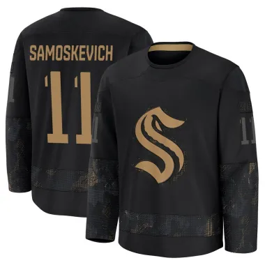 Black Men's Mackie Samoskevich Premium Seattle Kraken 2024 Military Appreciation Practice Jersey