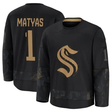 Black Men's Michael Matyas Premium Seattle Kraken 2024 Military Appreciation Practice Jersey