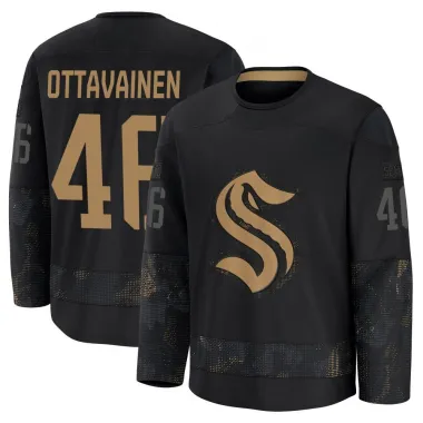 Black Men's Ville Ottavainen Premium Seattle Kraken 2024 Military Appreciation Practice Jersey