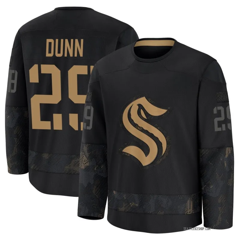 Black Men's Vince Dunn Premium Seattle Kraken 2024 Military Appreciation Practice Jersey