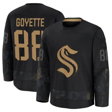 Black Youth David Goyette Premium Seattle Kraken 2024 Military Appreciation Practice Jersey