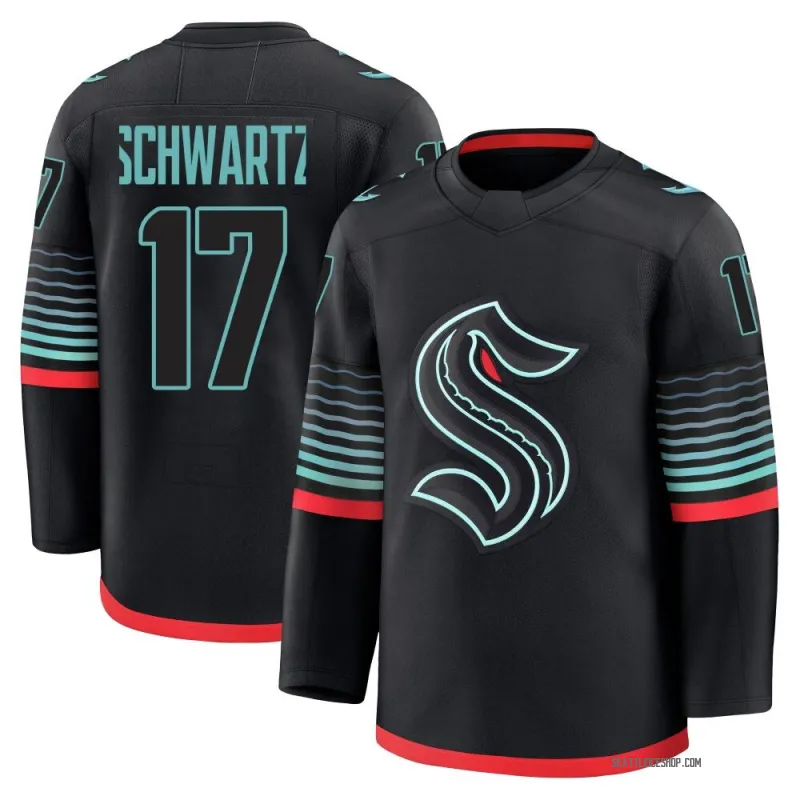 Black Youth Jaden Schwartz Premium Seattle Kraken Alternate Jersey