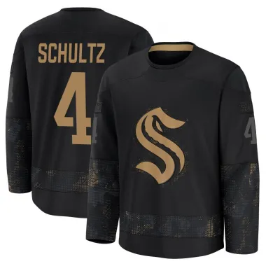 Black Youth Justin Schultz Premium Seattle Kraken 2024 Military Appreciation Practice Jersey