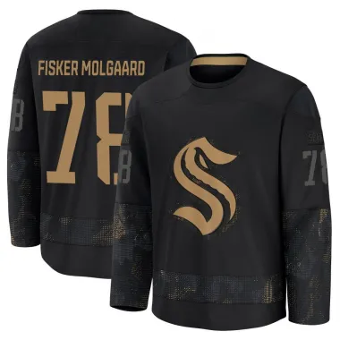 Black Youth Oscar Fisker Molgaard Premium Seattle Kraken 2024 Military Appreciation Practice Jersey