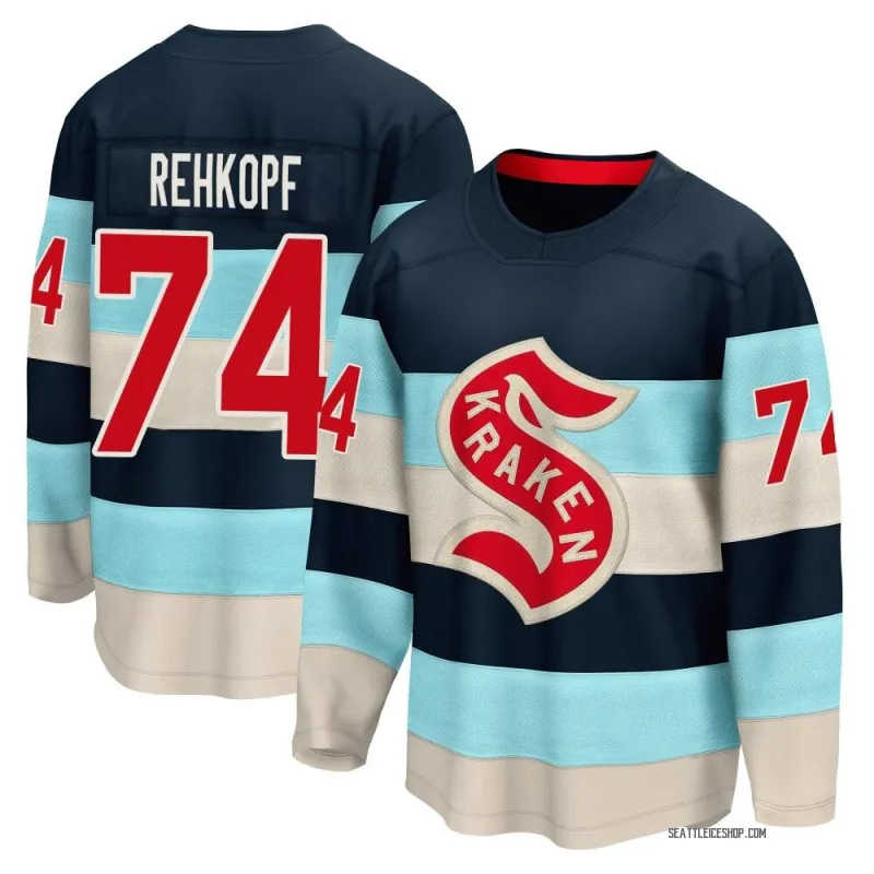 Blue Youth Carson Rehkopf Breakaway Seattle Kraken Deep Sea 2024 Winter Classic Jersey