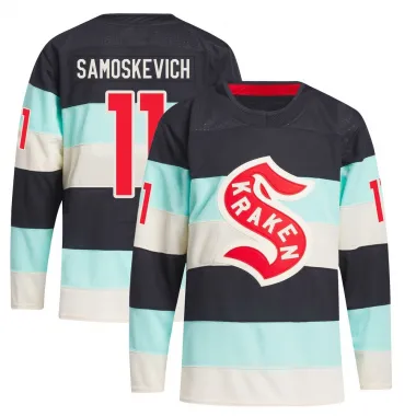 Blue Youth Mackie Samoskevich Authentic Seattle Kraken Deep Sea 2024 Winter Classic Primegreen Jersey