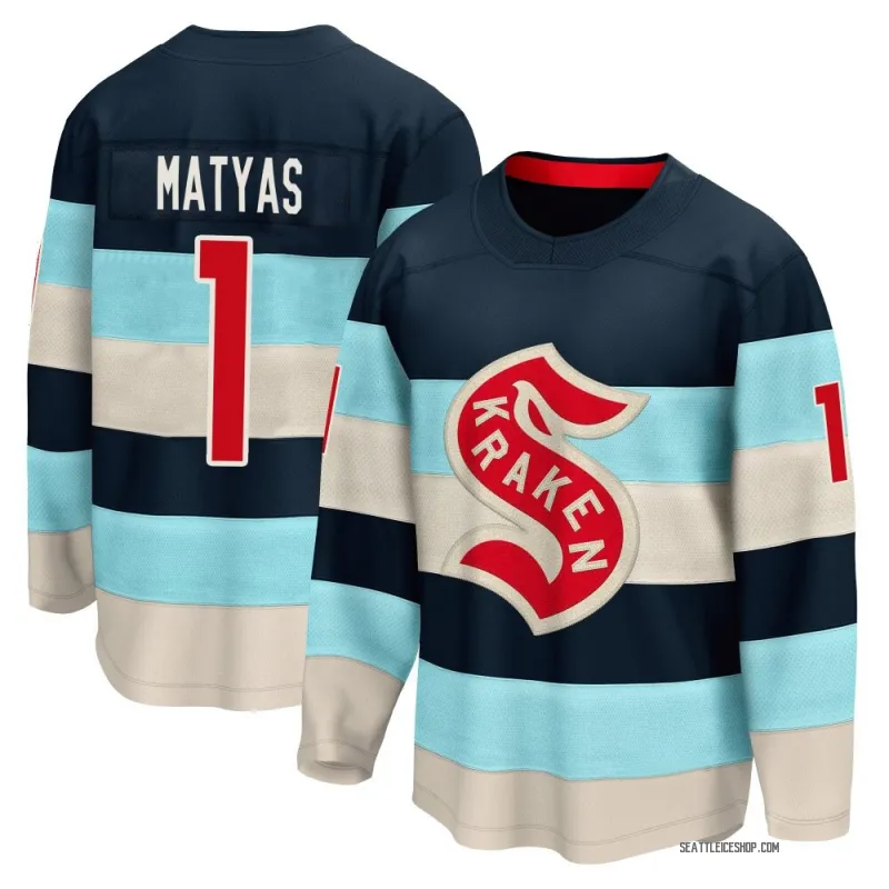 Blue Youth Michael Matyas Breakaway Seattle Kraken Deep Sea 2024 Winter Classic Jersey