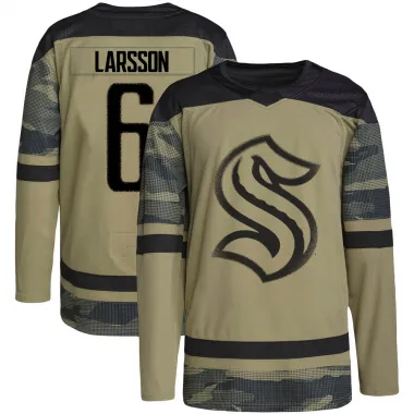Camo Men's Adam Larsson Authentic Seattle Kraken Military Appreciation Team Practice Jersey