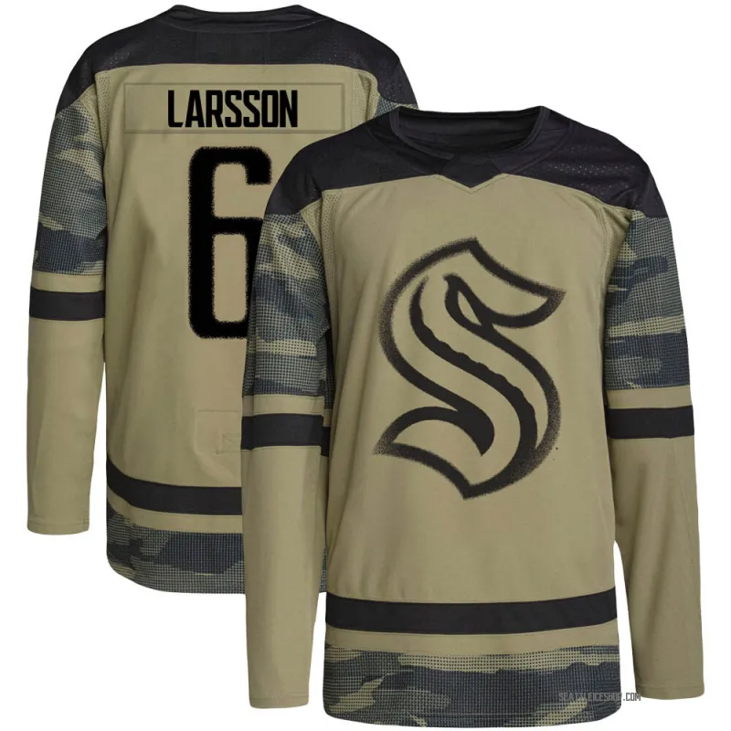 Camo Men's Adam Larsson Authentic Seattle Kraken Military Appreciation Team Practice Jersey