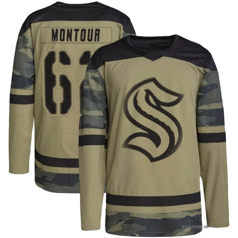 Camo Men's Brandon Montour Authentic Seattle Kraken Military Appreciation Practice Jersey