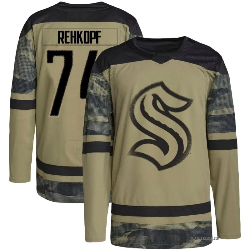 Camo Men's Carson Rehkopf Authentic Seattle Kraken Military Appreciation Team Practice Jersey