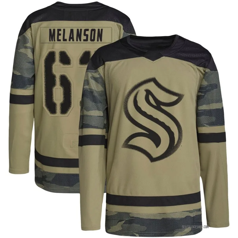 Camo Men's Jacob Melanson Authentic Seattle Kraken Military Appreciation Practice Jersey
