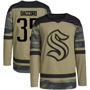 Camo Men's Joey Daccord Authentic Seattle Kraken Military Appreciation Team Practice Jersey