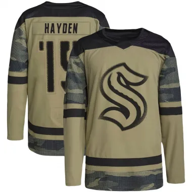Camo Men's John Hayden Authentic Seattle Kraken Military Appreciation Practice Jersey