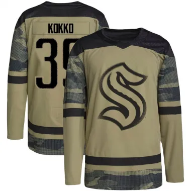 Camo Men's Nikke Kokko Authentic Seattle Kraken Military Appreciation Team Practice Jersey