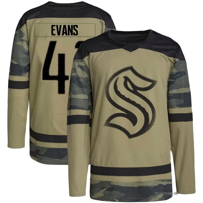 Camo Men's Ryker Evans Authentic Seattle Kraken Military Appreciation Team Practice Jersey
