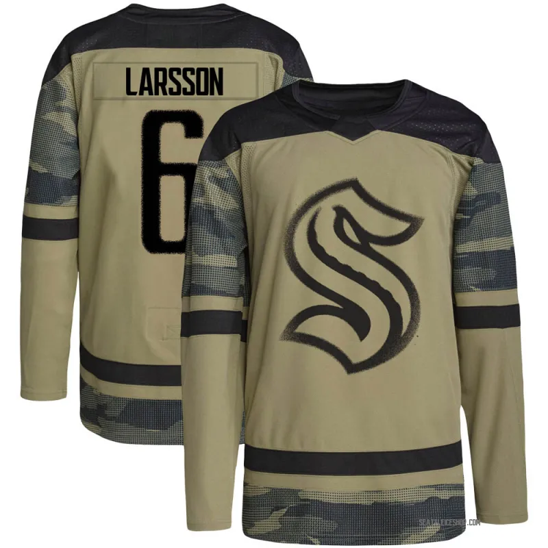 Camo Youth Adam Larsson Authentic Seattle Kraken Military Appreciation Team Practice Jersey