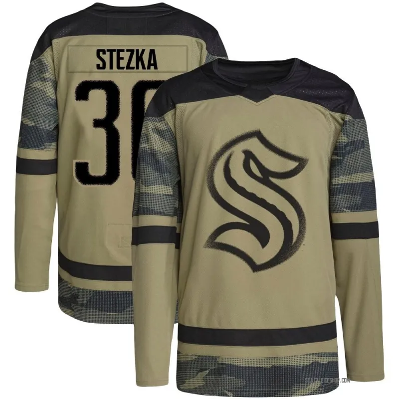 Camo Youth Ales Stezka Authentic Seattle Kraken Military Appreciation Team Practice Jersey