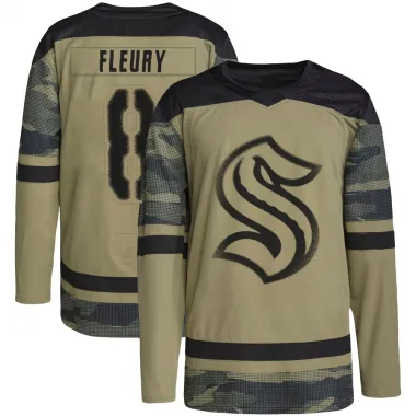 Camo Youth Cale Fleury Authentic Seattle Kraken Military Appreciation Practice Jersey