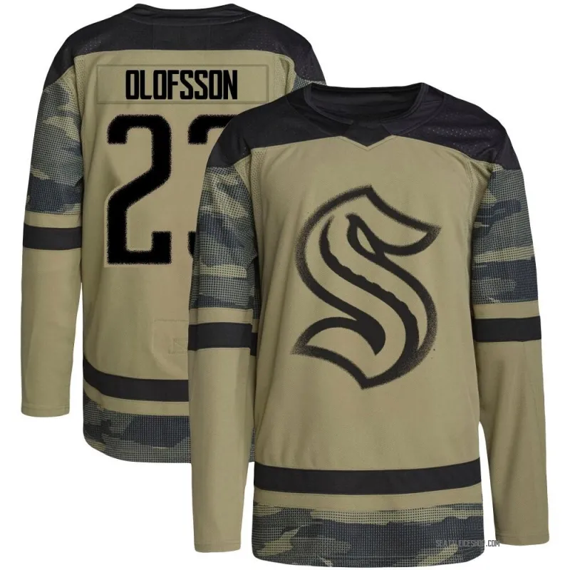Camo Youth Gustav Olofsson Authentic Seattle Kraken Military Appreciation Team Practice Jersey