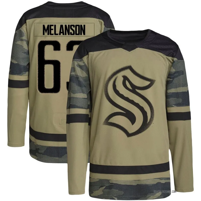 Camo Youth Jacob Melanson Authentic Seattle Kraken Military Appreciation Team Practice Jersey