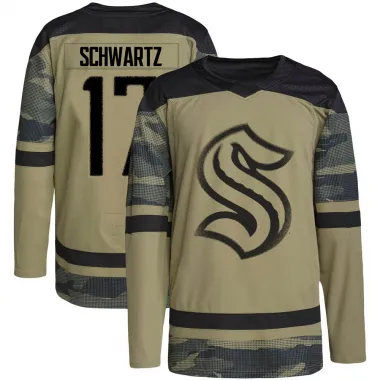 Camo Youth Jaden Schwartz Authentic Seattle Kraken Military Appreciation Team Practice Jersey