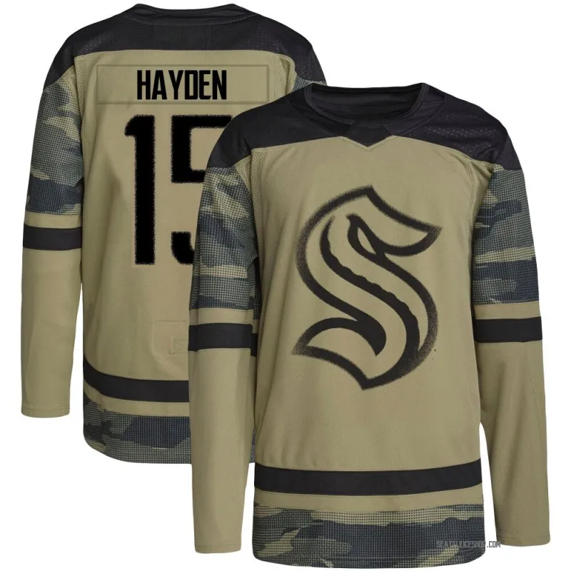 Camo Youth John Hayden Authentic Seattle Kraken Military Appreciation Team Practice Jersey