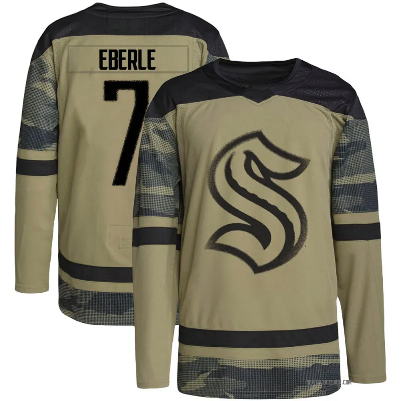 Camo Youth Jordan Eberle Authentic Seattle Kraken Military Appreciation Team Practice Jersey
