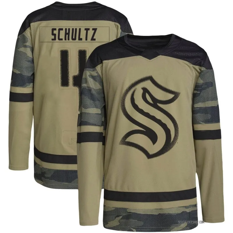 Camo Youth Justin Schultz Authentic Seattle Kraken Military Appreciation Practice Jersey