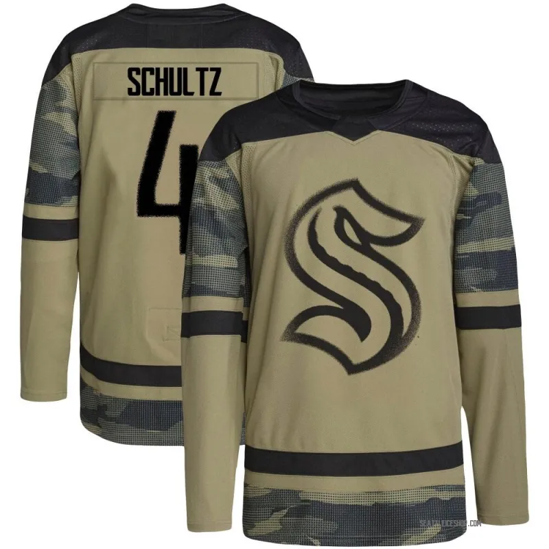 Camo Youth Justin Schultz Authentic Seattle Kraken Military Appreciation Team Practice Jersey