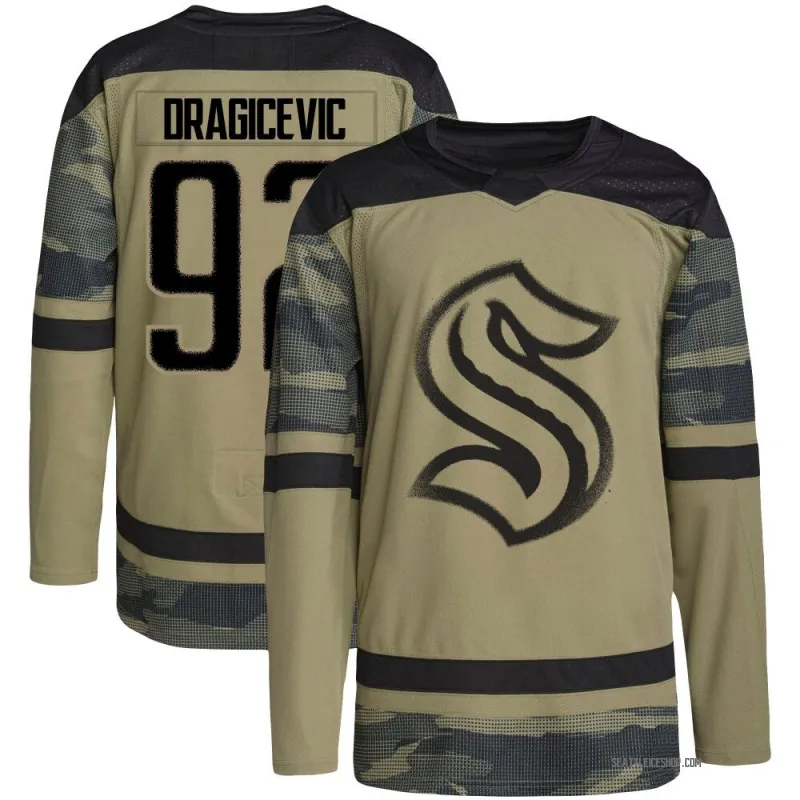 Camo Youth Lukas Dragicevic Authentic Seattle Kraken Military Appreciation Team Practice Jersey