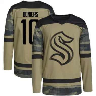 Camo Youth Matty Beniers Authentic Seattle Kraken Military Appreciation Team Practice Jersey