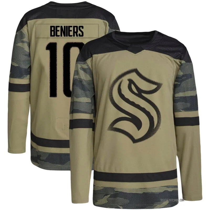 Camo Youth Matty Beniers Authentic Seattle Kraken Military Appreciation Team Practice Jersey