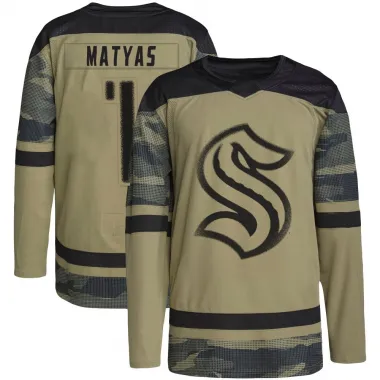 Camo Youth Michael Matyas Authentic Seattle Kraken Military Appreciation Practice Jersey
