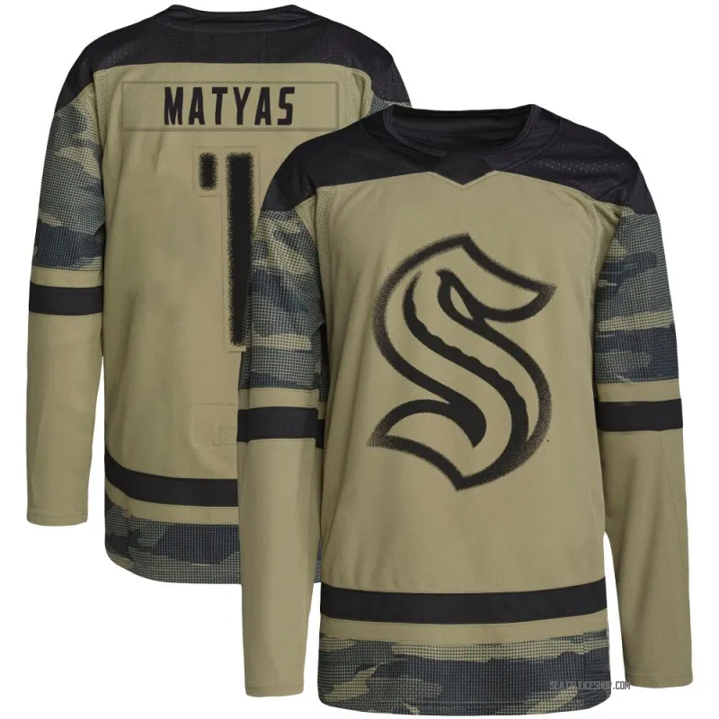 Camo Youth Michael Matyas Authentic Seattle Kraken Military Appreciation Practice Jersey