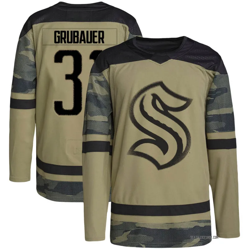 Camo Youth Philipp Grubauer Authentic Seattle Kraken Military Appreciation Team Practice Jersey