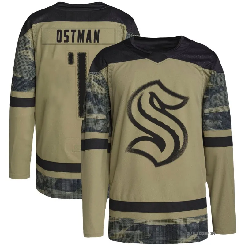 Camo Youth Victor Ostman Authentic Seattle Kraken Military Appreciation Practice Jersey