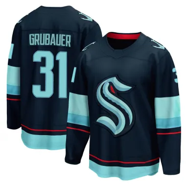 Navy Men's Philipp Grubauer Breakaway Seattle Kraken Home Jersey