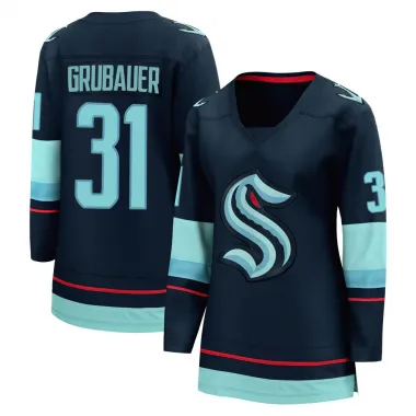 Navy Women's Philipp Grubauer Breakaway Seattle Kraken Home Jersey