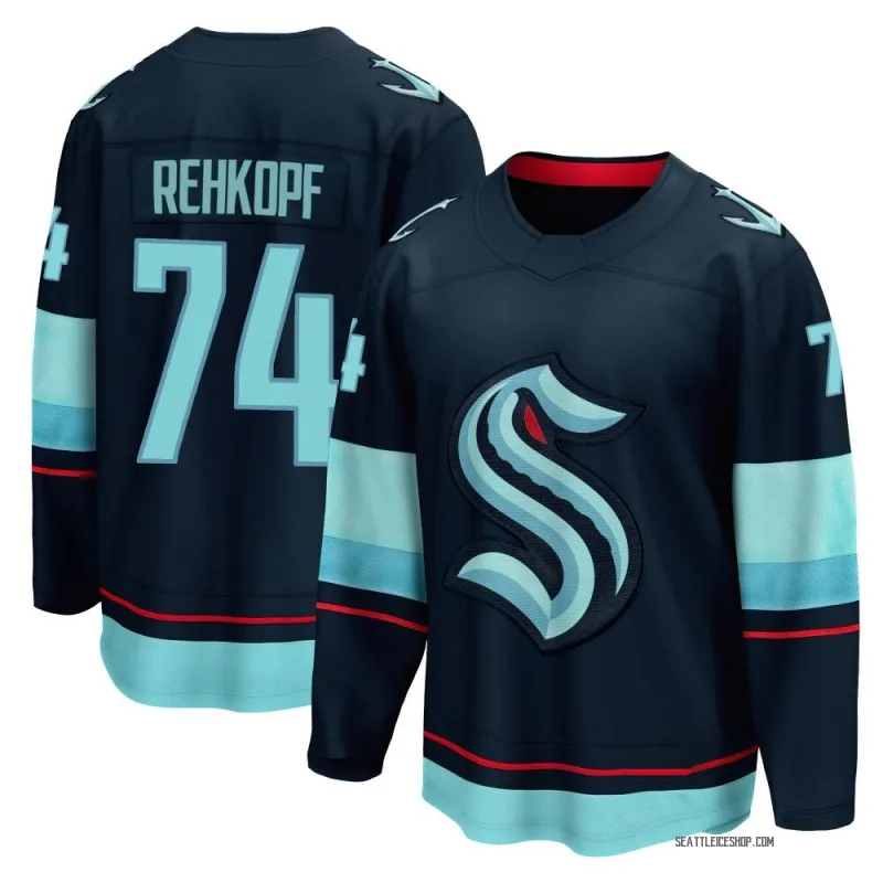 Navy Youth Carson Rehkopf Breakaway Seattle Kraken Home Jersey