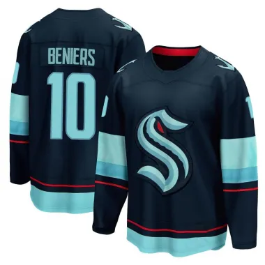 Navy Youth Matty Beniers Breakaway Seattle Kraken Home Jersey