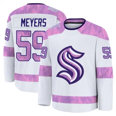 White Men's Ben Meyers Premium Seattle Kraken 2024 Hockey Fights Cancer Practice Jersey