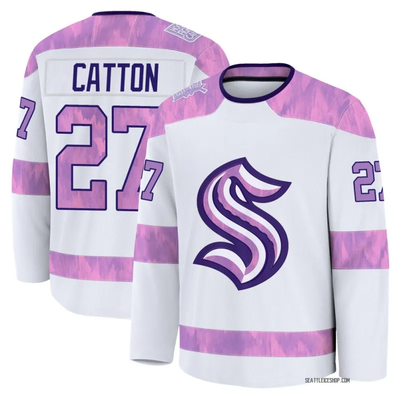 White Men's Berkly Catton Premium Seattle Kraken 2024 Hockey Fights Cancer Practice Jersey